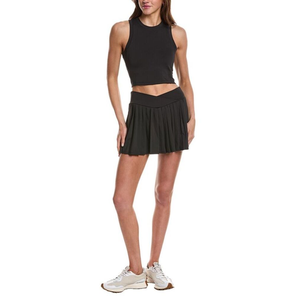Marion Womens  2.5In 2Pc Skyline Cutout Pleated Skort Set, Black